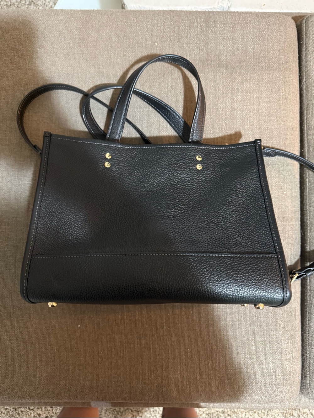 Coach Black Pebbled Leather Satchel with Gold Hardware and Crossbody Strap - Picture 6 of 13